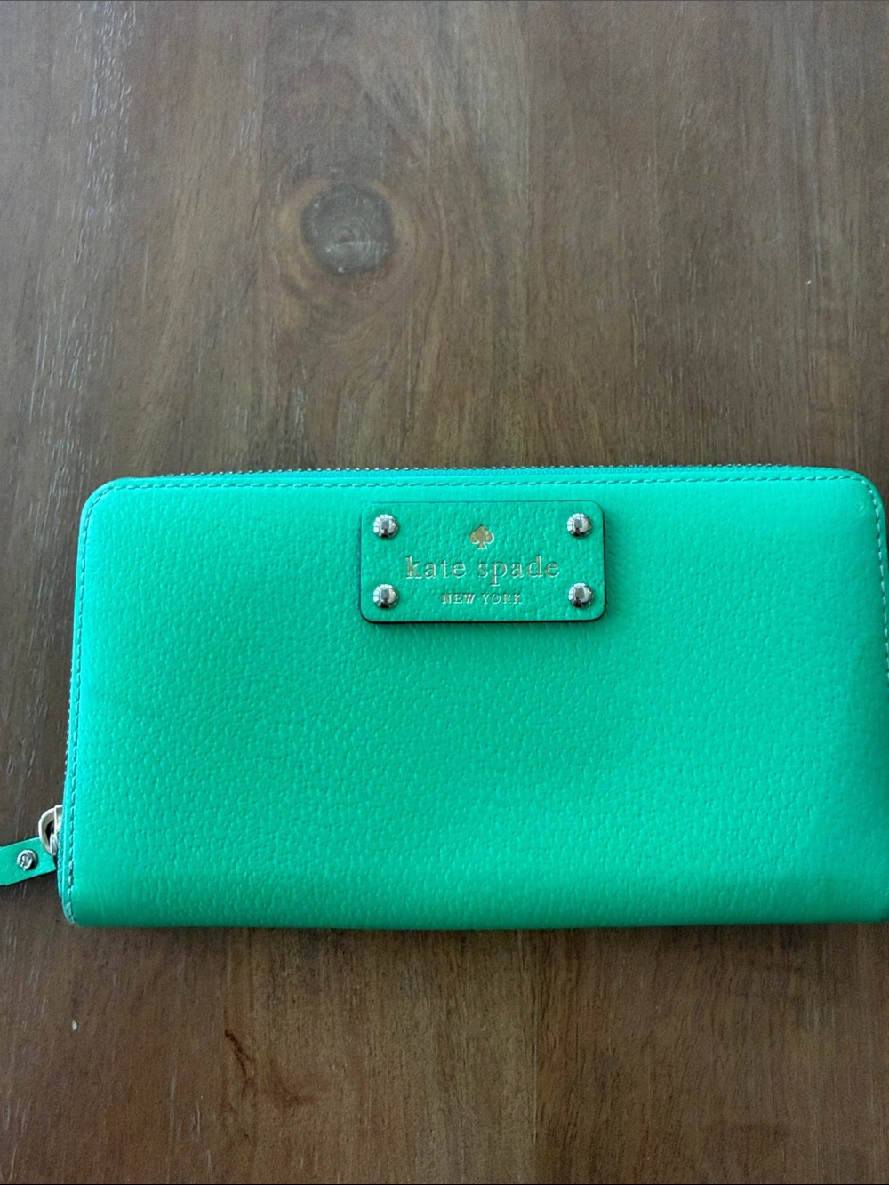 kate spade green zip-around wallet